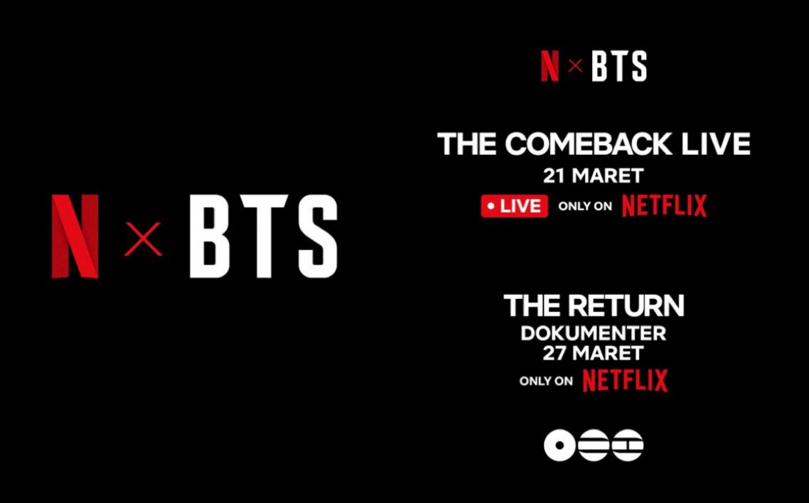 Netflix Indonesia, Siarkan Comeback BTS Secara Live dari Seoul pada 21 Maret!