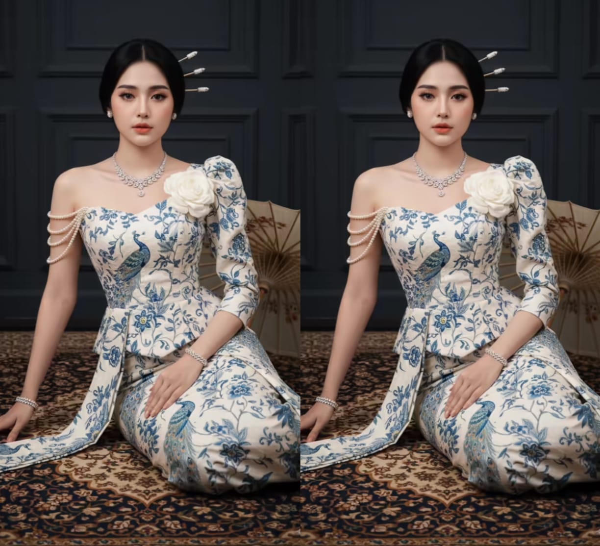 Potret Realistis ala Prompt Gemini AI Tampilkan Keanggunan Kebaya Modern Bernuansa Putih Gading